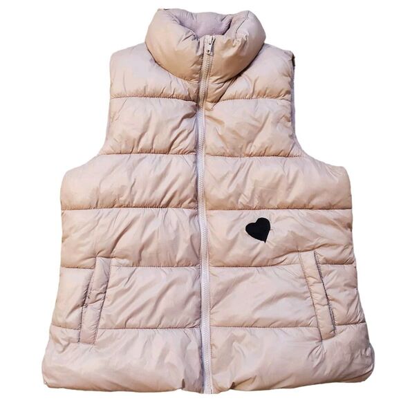 OLD NAVY Vest Women Large Pink Puffer Fleece Lined Winter Zip Pockets Cozy FLAW - Picture 5 of 5